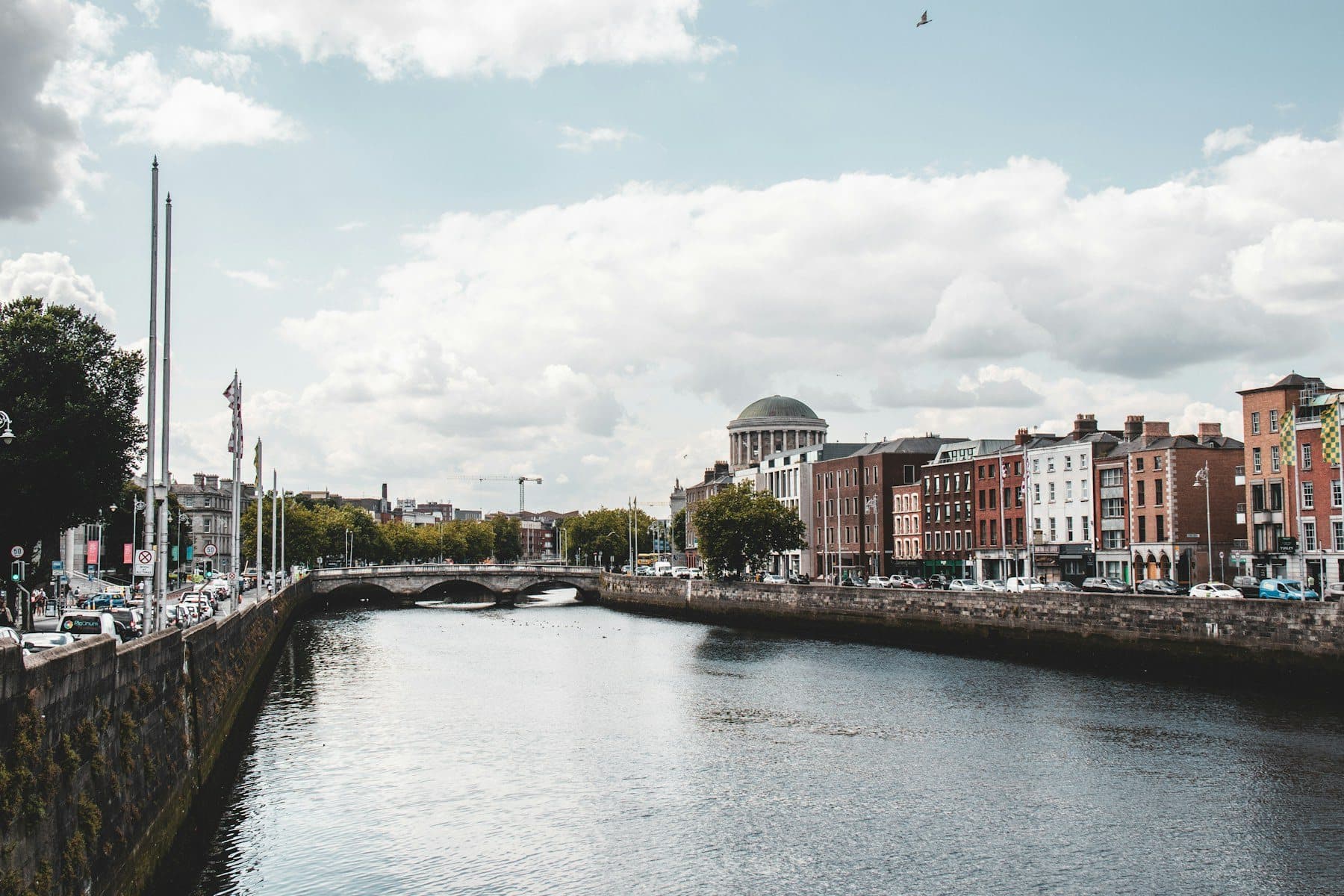 The quays of the River Liffey on a bright day